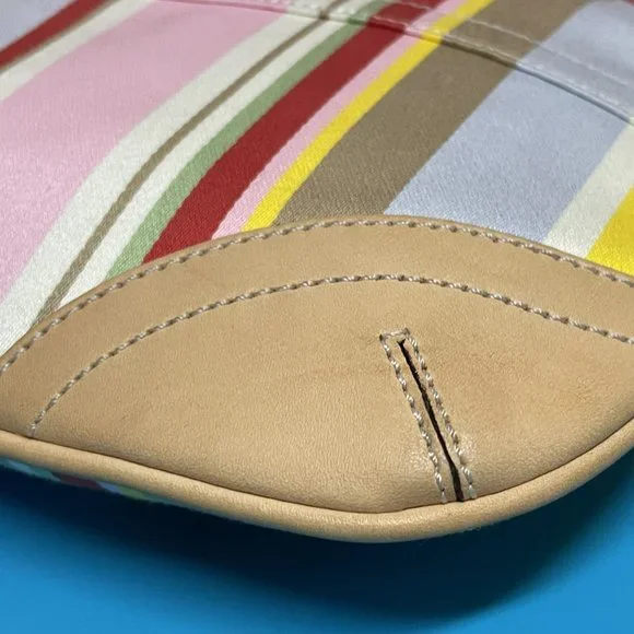 COACH Crossbody Multicolor Canvas Brown Leather Striped Daisy *EUC* SO PRETTY!! - Picture 6 of 11